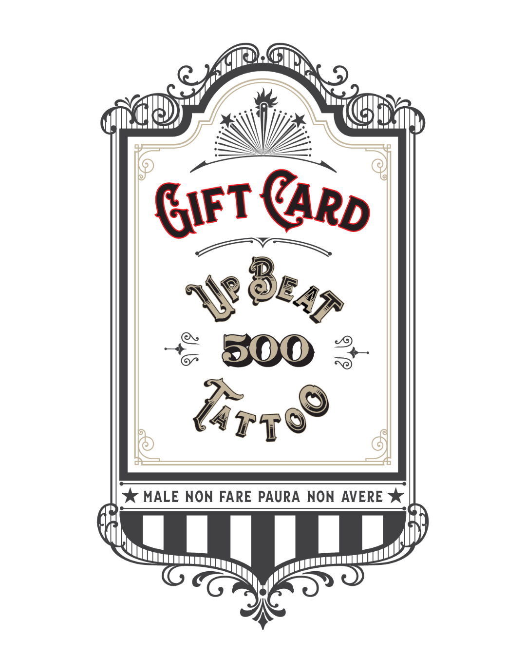Gift Card Tattoo - Upbeat Tattoo studioGift Card Tattoo